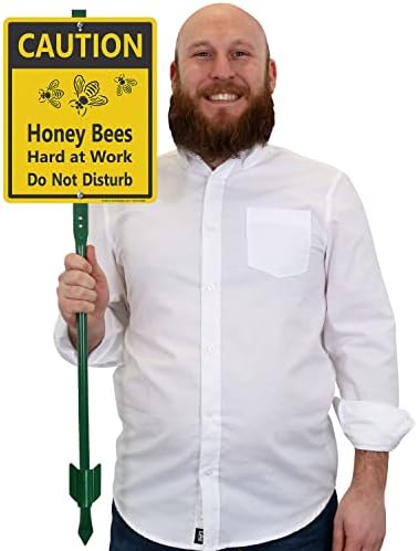 SmartSign זהירות - דבורי דבש קשה בעבודה, אל תפריע סימן Lawnboss® | 10 x 12 שלט אלומיניום עם 3 '